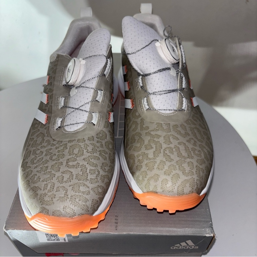 Adidas Taupe and Orange Athletic Shoes